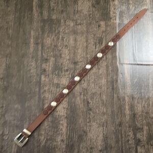 FOSSIL Women's Brown Leather Silver Concho Sz S -‎ 35"